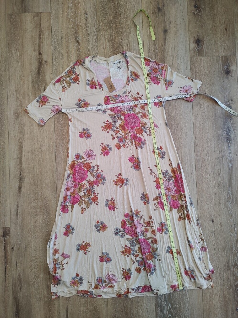 Natural Life ButterSoft Tee Dress English Garden Cream Floral Maxi Medium NWT - Picture 14 of 16